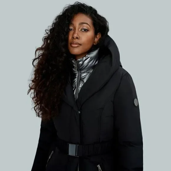 New! Noize Ariana Parka Insulated Puffer Belted Hooded Jacket NWOT - Picture 2 of 16